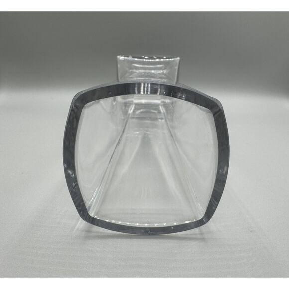 Vase Square Base Fluted Stem Clear Glass MCM Modernistic Clean Lines Vintage - Picture 7 of 8